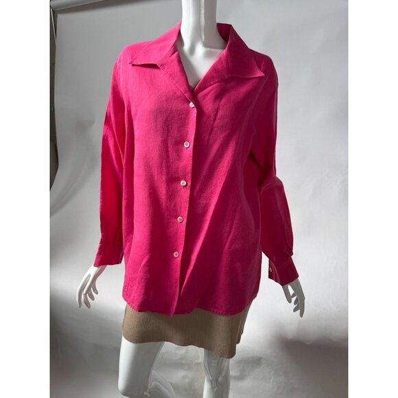 Vintage Accento By Marzotto Pink Button-Up Womens Blouse Made In Italy Long Slee - Picture 1 of 16